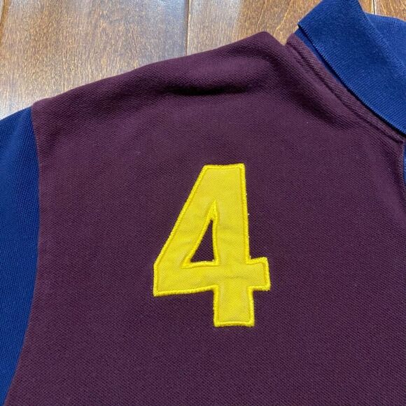 Polo Ralph Lauren Vintage 90s Rugby #4 Crest Maroon Navy Shirt Men's Size XXL - Picture 3 of 9